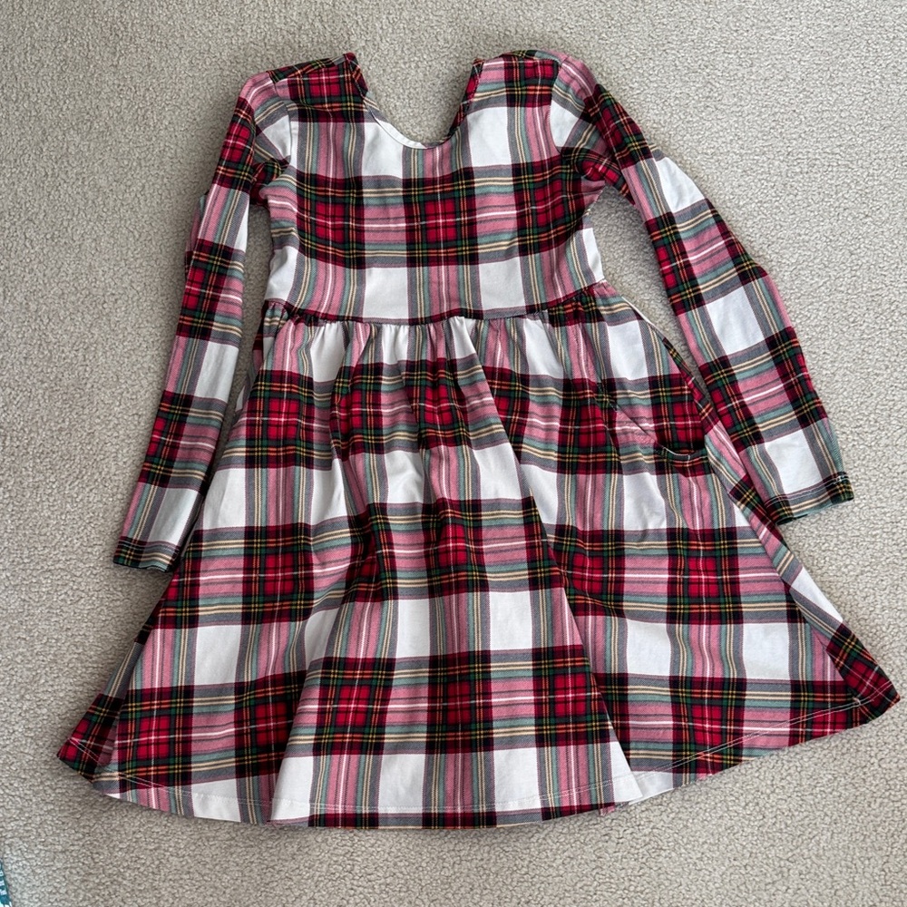 Hanna Andersson Christmas Plaid Kids Dress with Long Sleeves